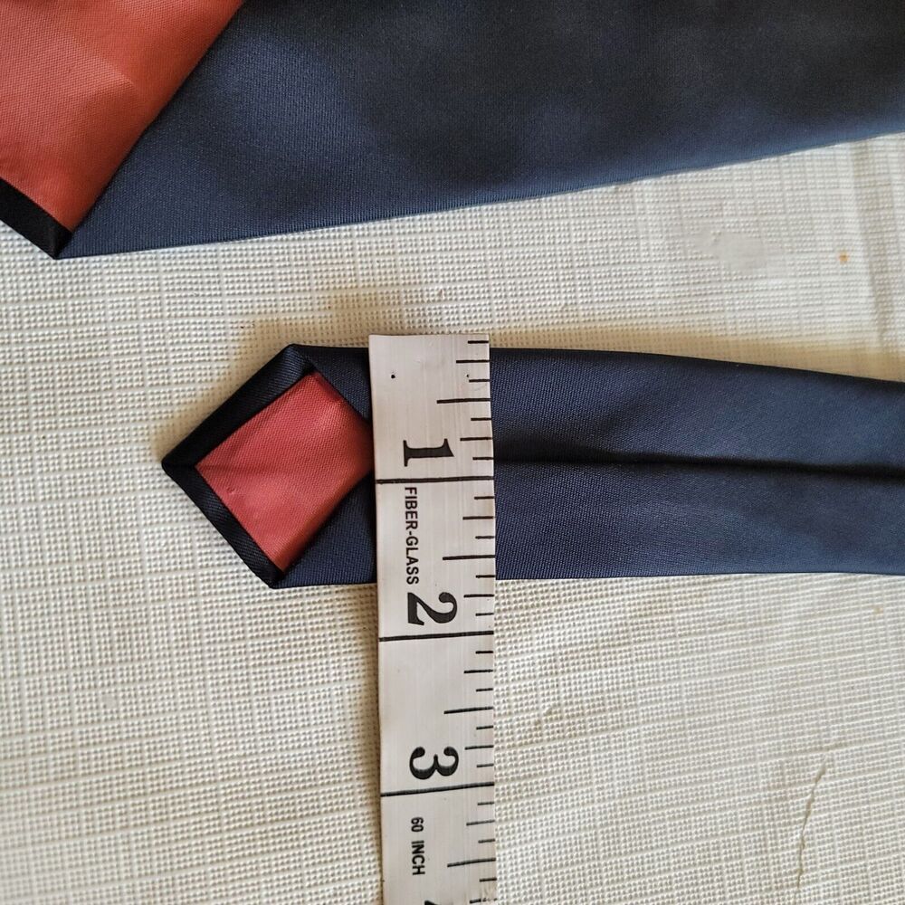 Yves Saint Laurent Vintage Blue Solid Neck Tie With YSL Red Embroidered Logo - Picture 6 of 8